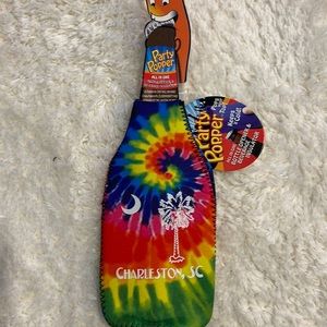 NWT Party Popper Opener & Insulator in Rainbow Tye Dye
